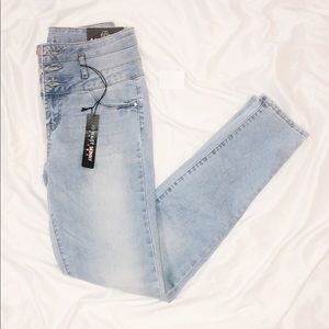 Charlotte Russe Hi-Waist Skinny Refuge Jeans
